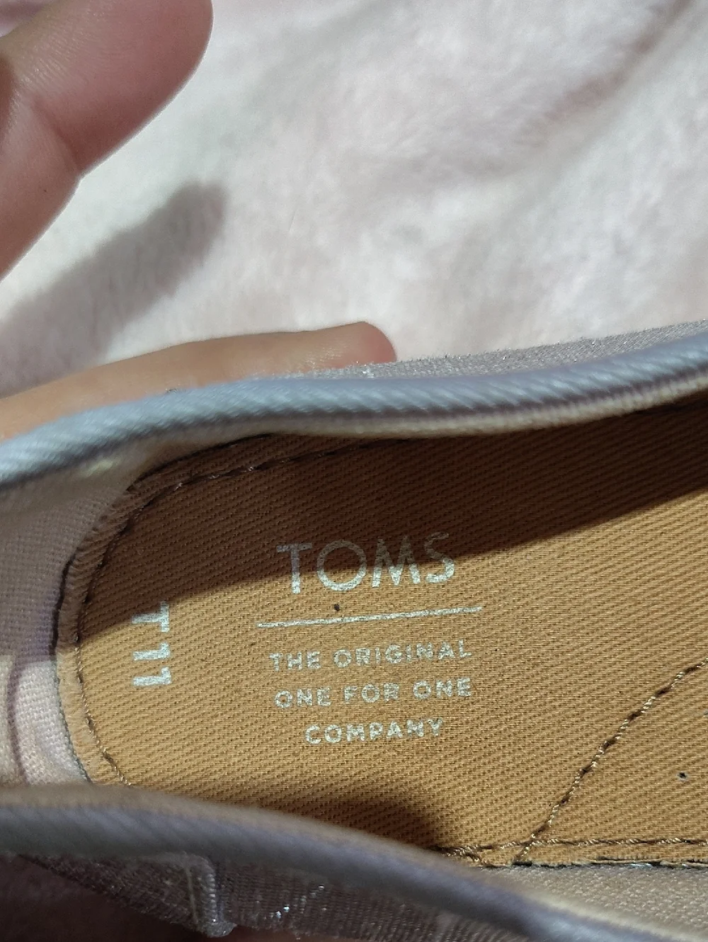 TOMS Girl's Rose Silver Bow Slip-On Flats